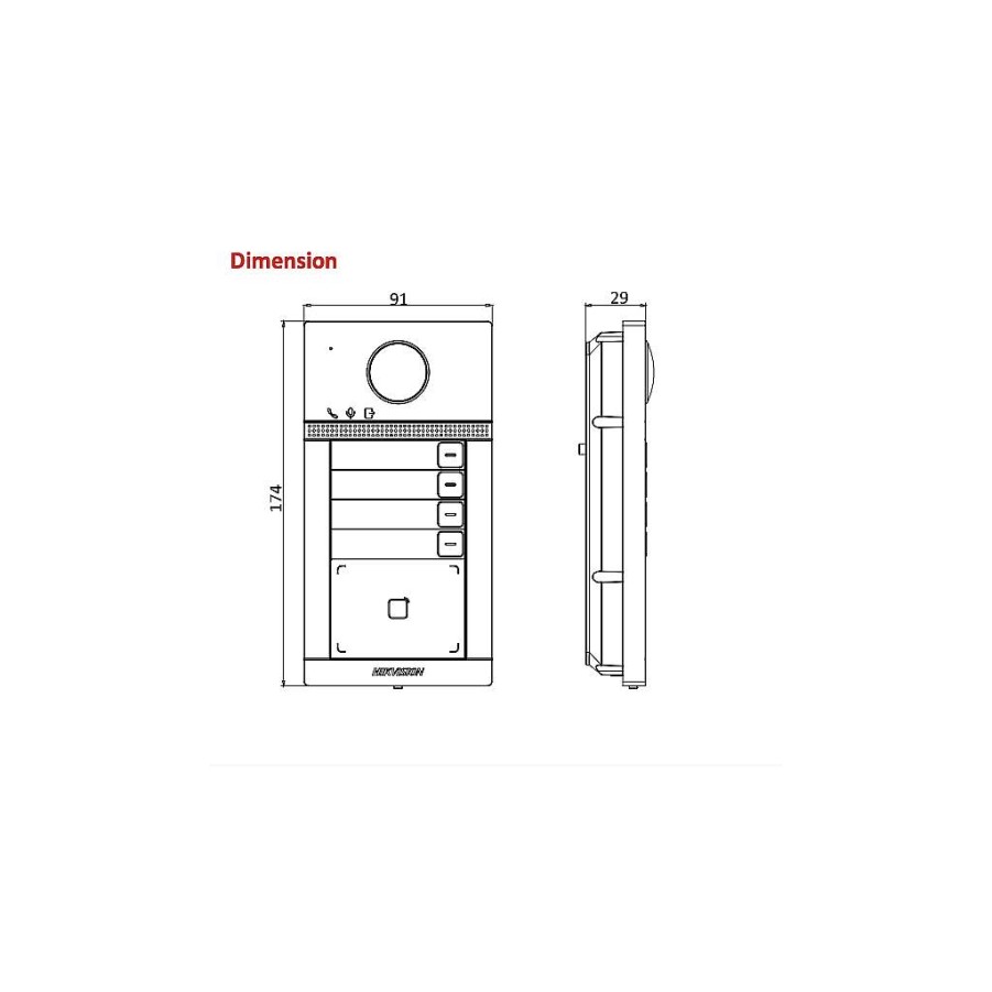 Bewakings Camera'S Diiiz 2-Draads Oplossingen | 4 Knoppen Metalen Deurstation Opbouw Hikvision Ds-Kv8413-Wme1