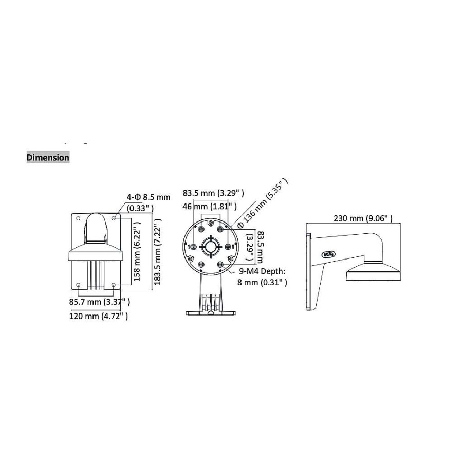 Bewakings Camera'S Diiiz Aansluitdoos | Hikvision Muurbeugel Ds-1473Zj-135 Voor Varifocale Domecamera Ds-2Cd17Xx